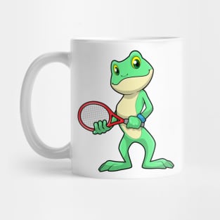 Frog at Tennis with Tennis racket Mug